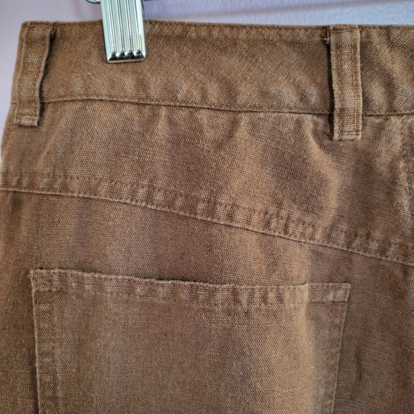 Talbots Petites Vintage Brown Irish Linen Cotton Blend High Rise Tapered Pants - Picture 12 of 14